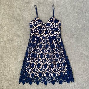 Francesca’s Navy Blue Lace Cutout Dress, size S